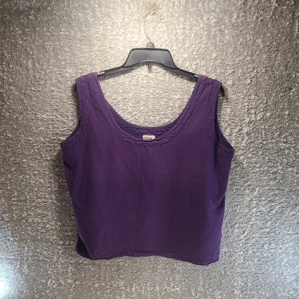 Maria de Guadalajara‎ Purple Cotton Gauze Round Neck Sleeveless Blouse Size L
